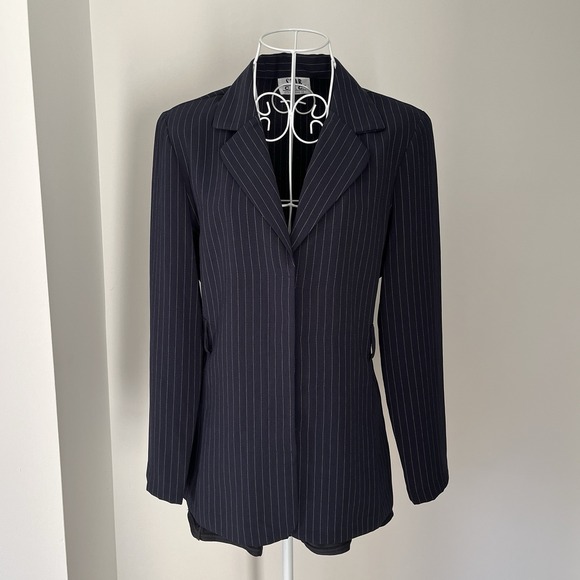 Star City Jackets & Blazers - 90s Pinstripe Blazer Star CCC City Jacket Shoulder Pads Navy Women's Medium
